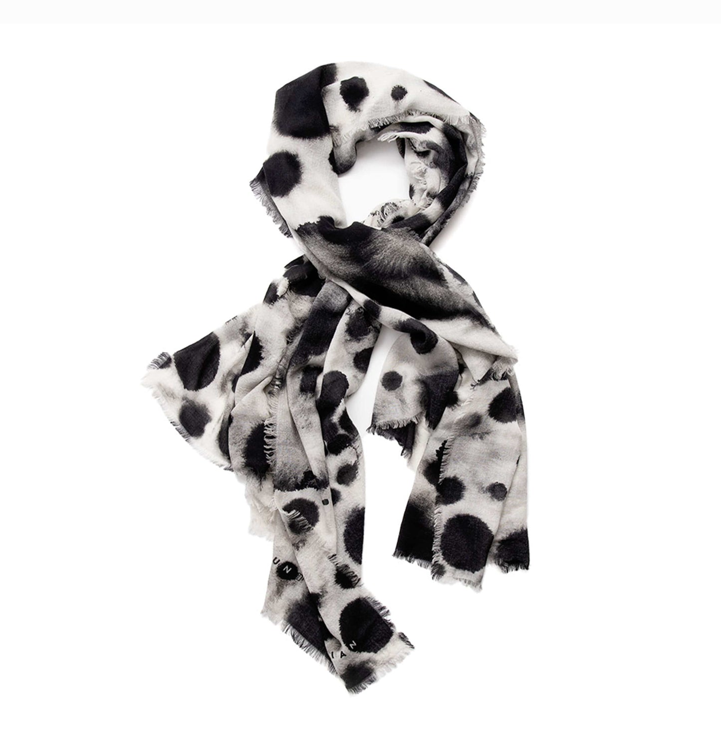 Hecate Scarf coiled to show softness and fluid drape of luxury cashmere silk blend